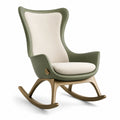 Mecedora de cuero sintético y metal, 80 cm x 70 cm x 95 cm, Verde/Crema