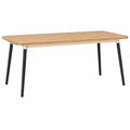 Mesa rectangular de madera de roble y metal con patas negras