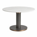 Mesa de comedor redonda de mármol y metal