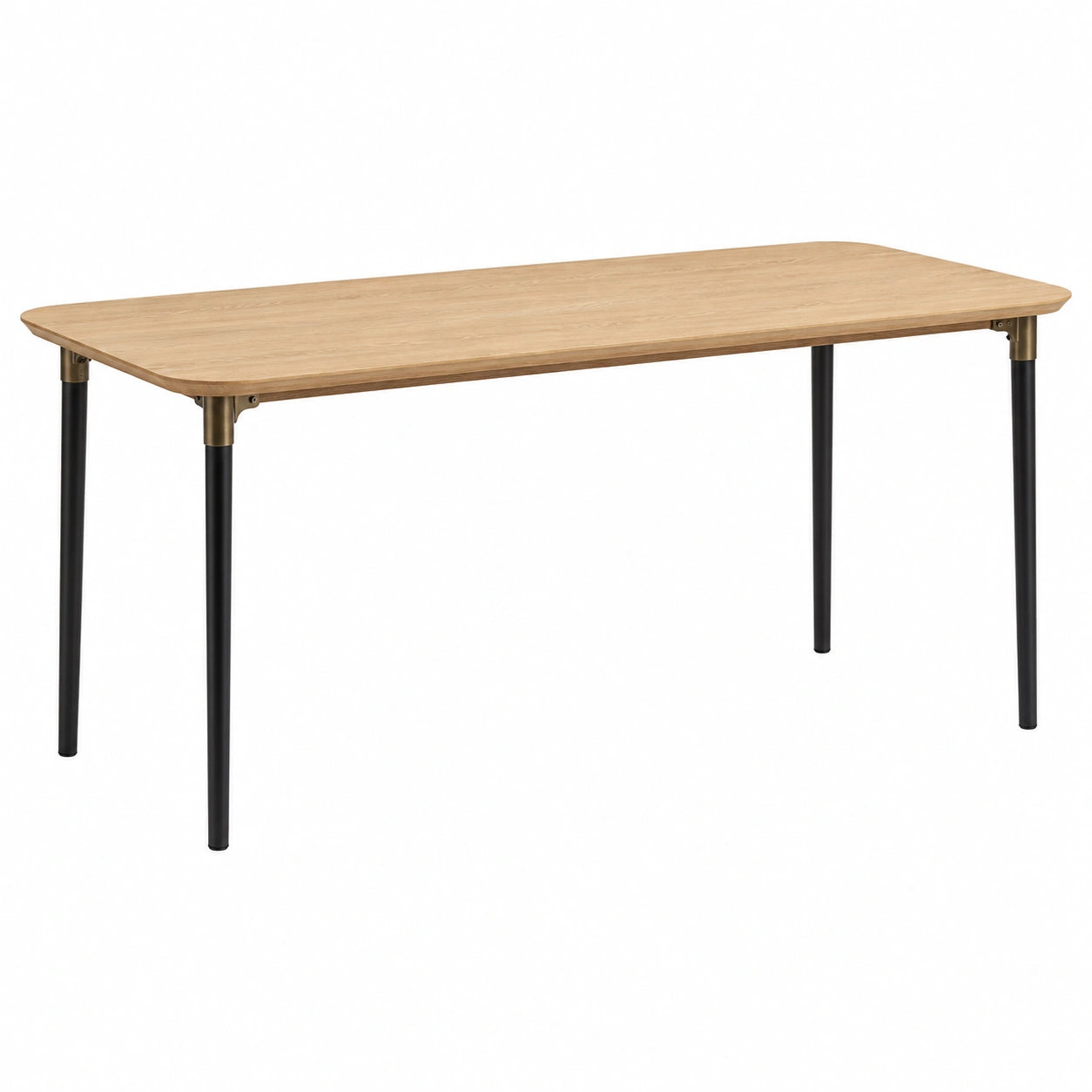 Mesa de comedor de madera de roble y acero negro 180x90 cm