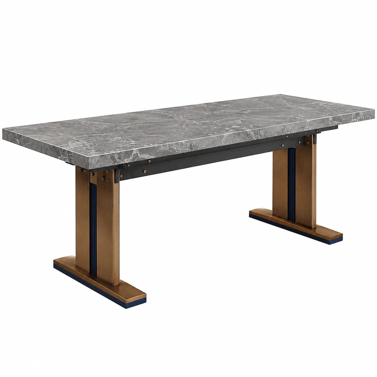 Mesa de comedor de mármol con base metálica