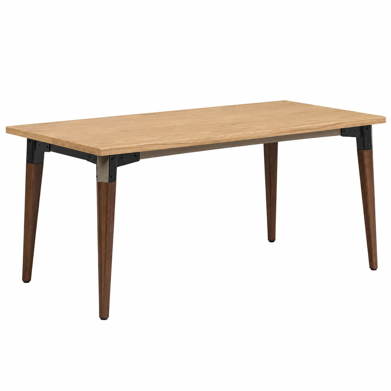 Mesa de comedor rectangular de madera de roble con patas metálicas 180x90x75 cm