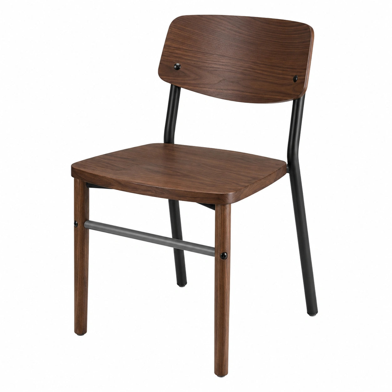 Silla de Madera de Nogal con Estructura de Acero Negro