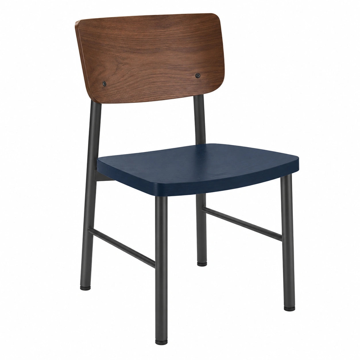 Silla de Metal y Madera Azul y Nogal 85x46x53 cm