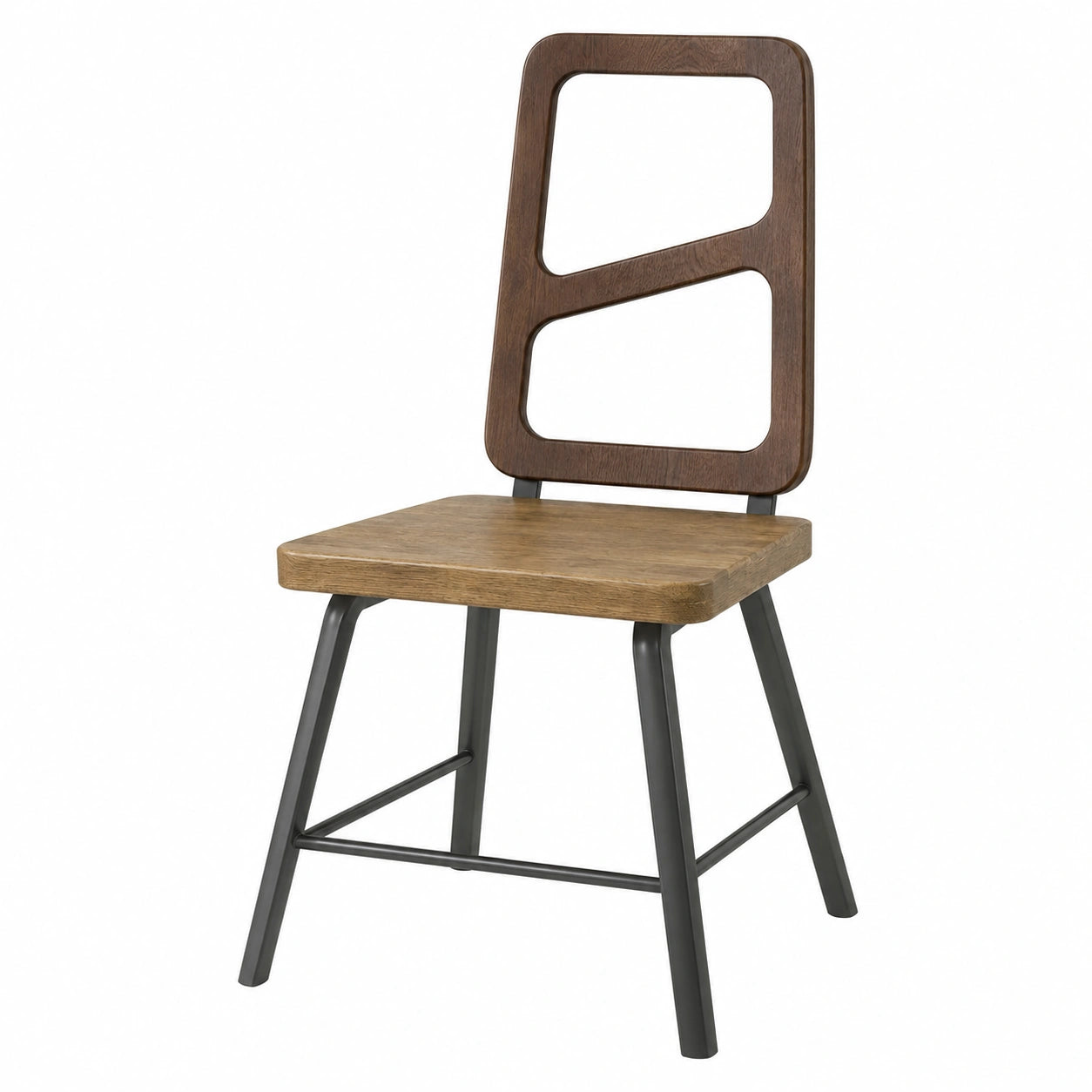 Silla de Madera y Metal con Respaldo Geométrico 85x45x45 cm