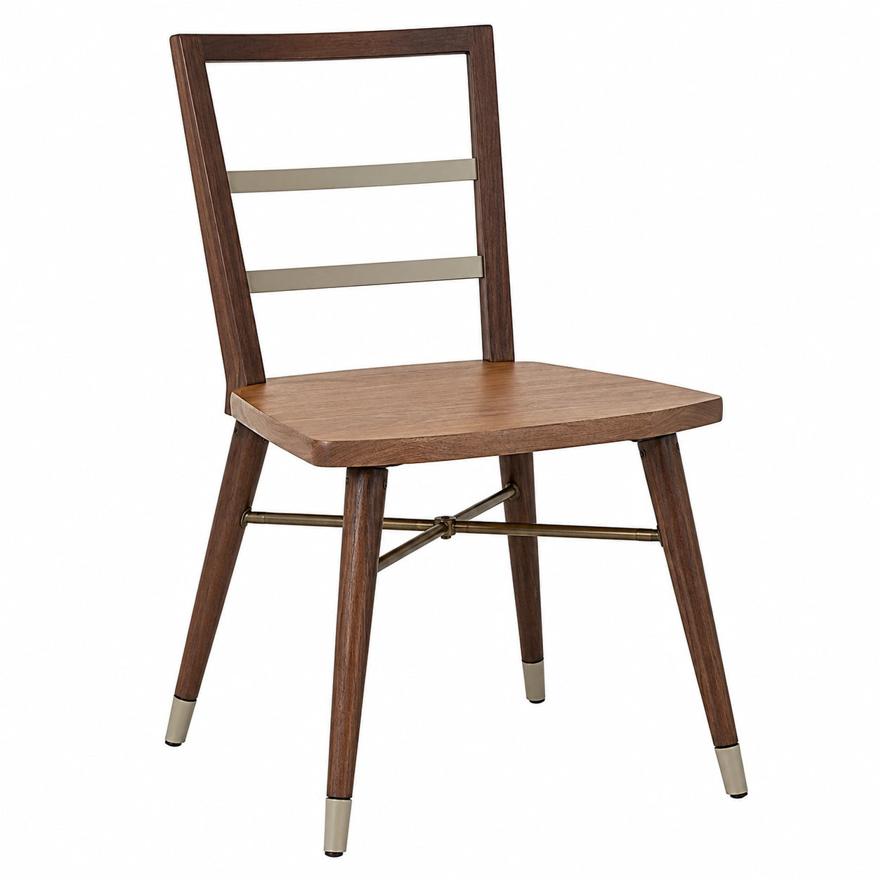 Silla de Madera y Metal con Respaldo de Listones