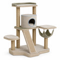 Árbol para Gatos de Madera con Cuerda de Sisal y Hamaca Beige y Verde