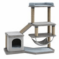 Árbol para Gatos de Madera con Rascador y Hamaca