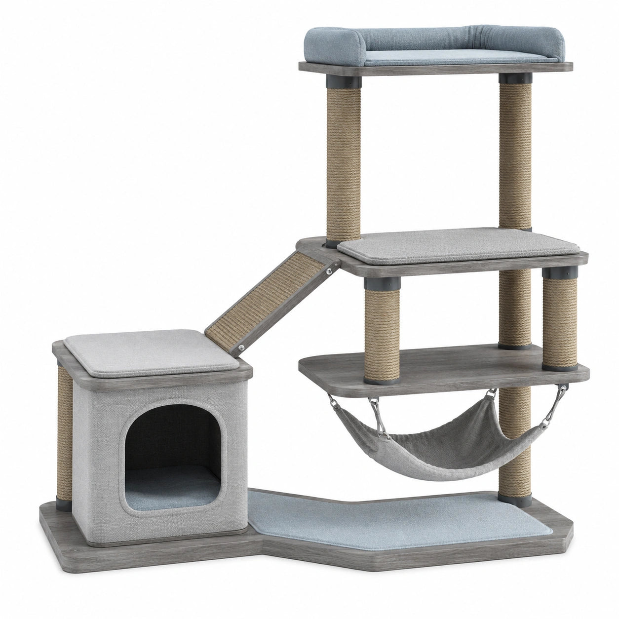 Árbol para Gatos de Madera con Rascador y Hamaca