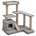 Árbol para gatos de MDF y sisal Gris y Beige