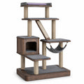 Árbol de Madera para Gatos con Plataformas y Hamaca, 130 cm
