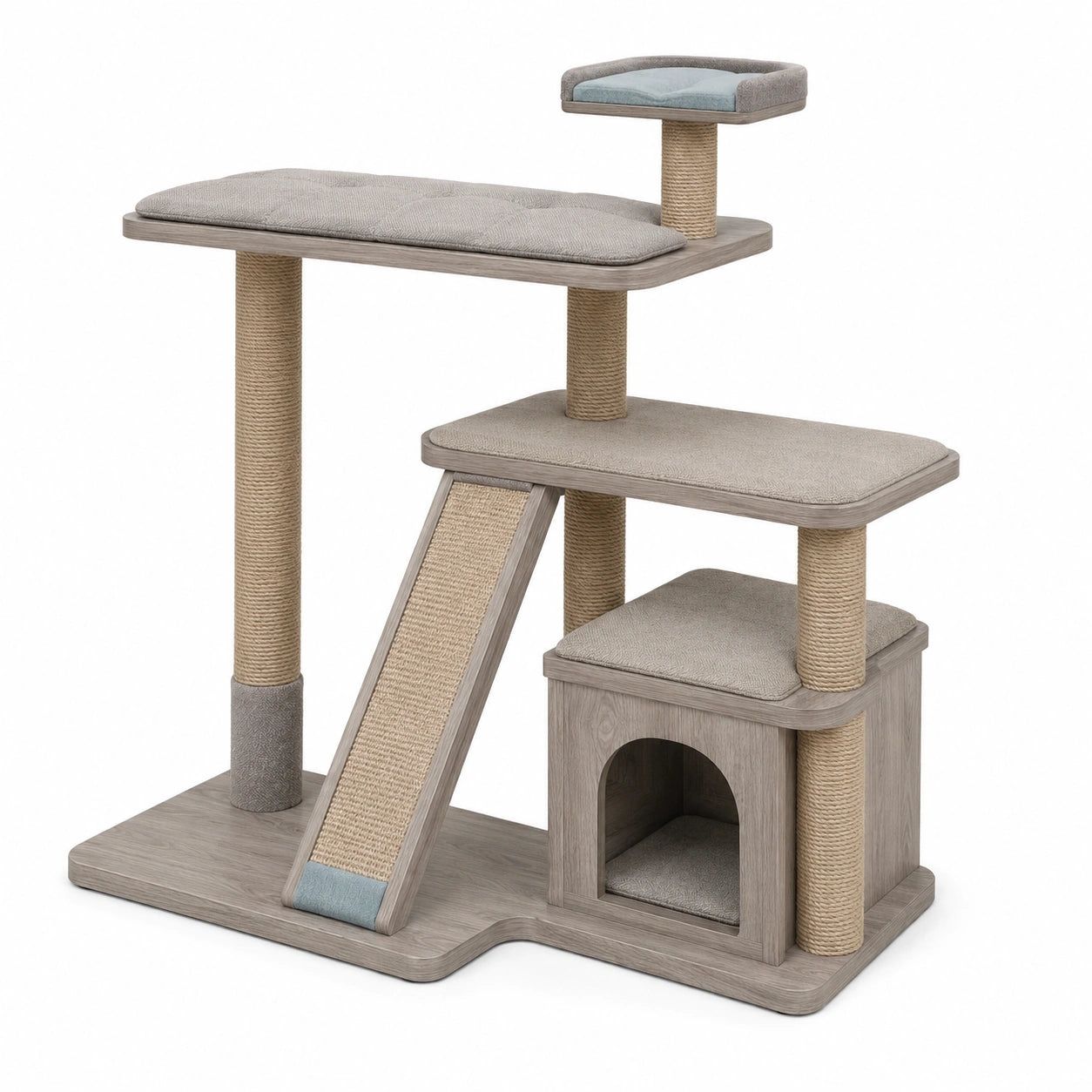 Árbol para Gato de Madera con Rascador y Plataforma