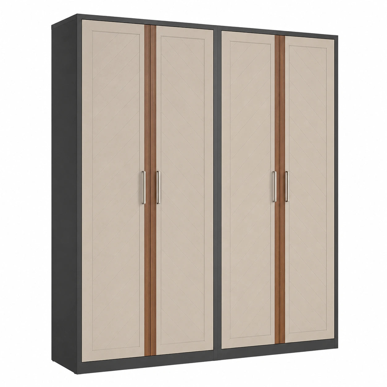 Armario de Madera y Metal de 4 Puertas Beige y Negro