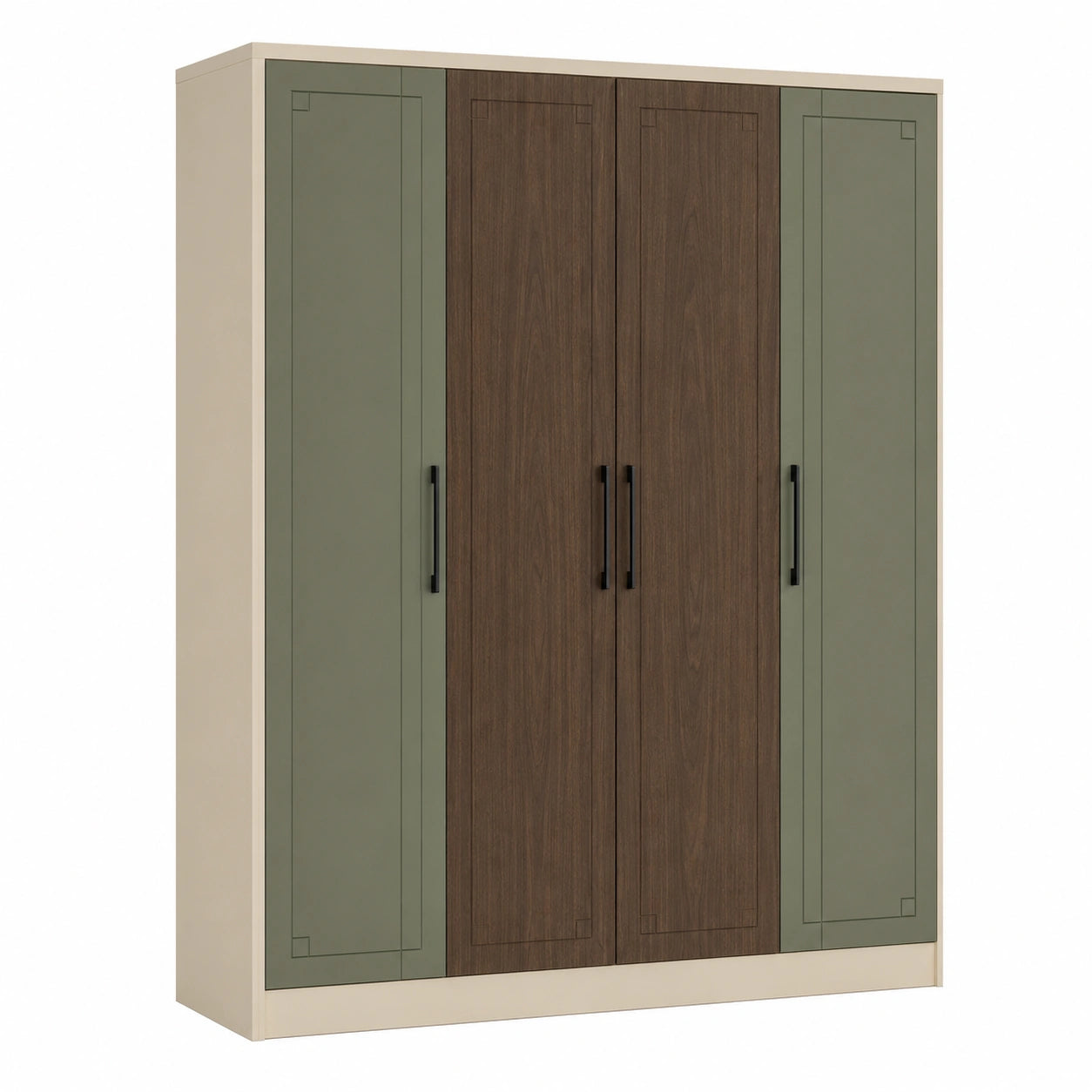 Armario de MDF de 4 puertas Marrón y Verde
