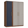 Armario de Tres Puertas de Madera y Paneles de Color Azul Marino y Gris