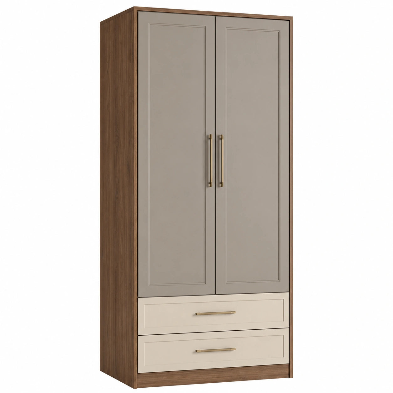 Armario de MDF y Madera con Acabado Gris y Marrón 180x80x50 cm