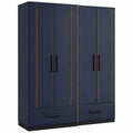 Armario de MDF de 4 puertas y cajones Azul
