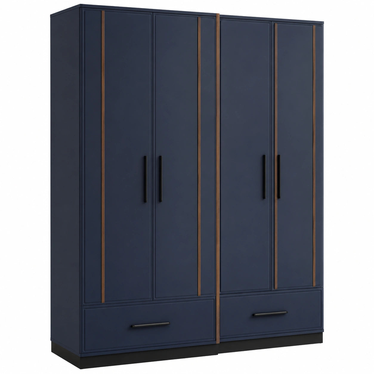 Armario de MDF de 4 puertas y cajones Azul