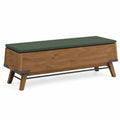Banco baúl de almacenamiento de madera maciza con tapa verde