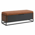 Banco de Almacenamiento de Cuero Sintético y Acero Negro 110x40x45 cm