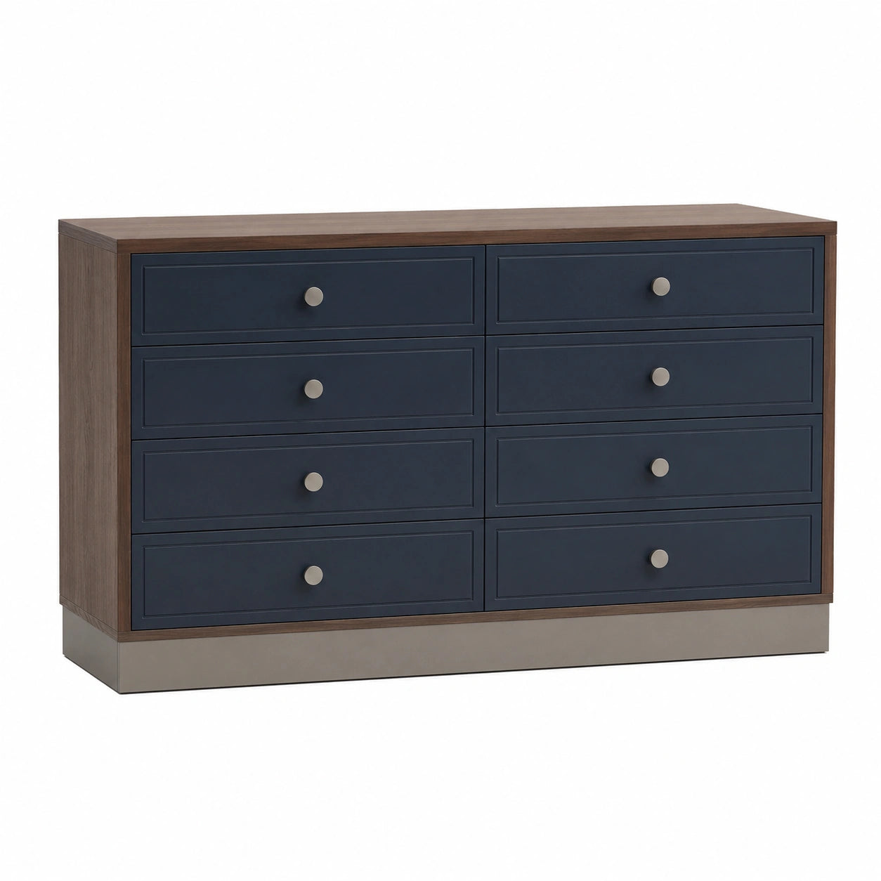 Cómoda de Madera y MDF con 8 Cajones Azul Nogal