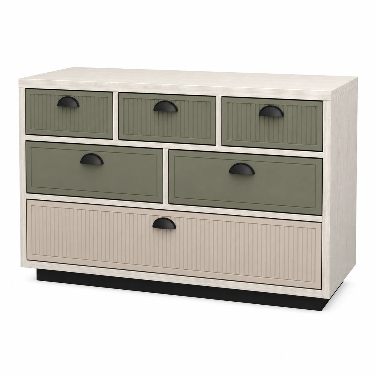 Cajonera de Madera con 6 Cajones Verde y Beige