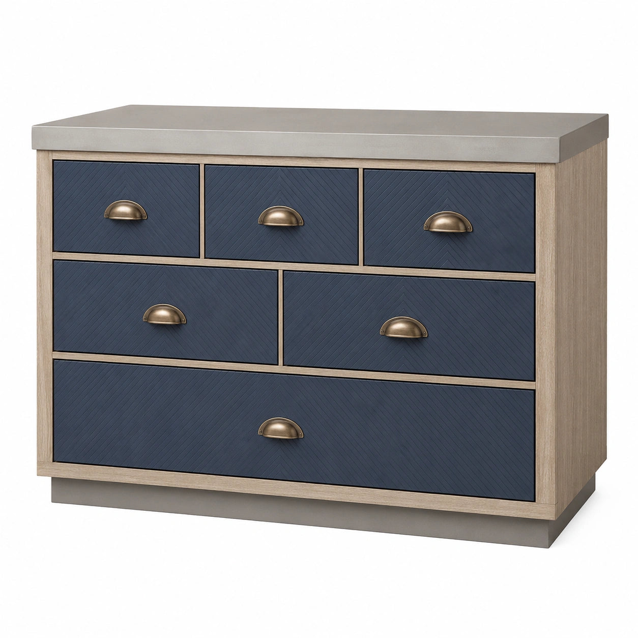 Cajonera de Madera MDF y Metal con 6 Cajones Beige y Azul Marino 120x40x80 cm