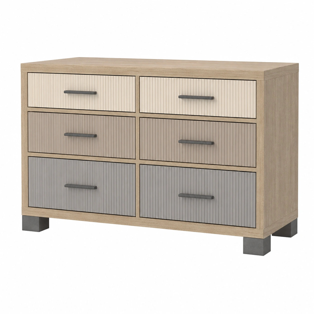Cajonera de Madera con 6 Cajones Beige y Gris