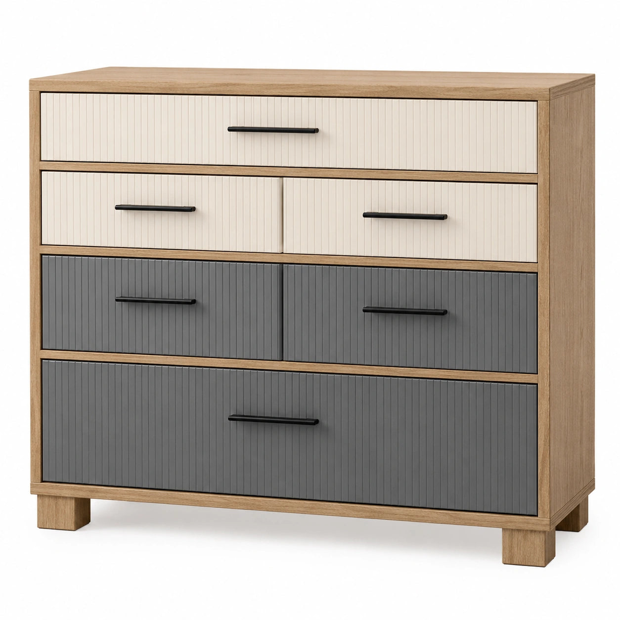 Cajonera de Madera con 5 Cajones Beige y Gris