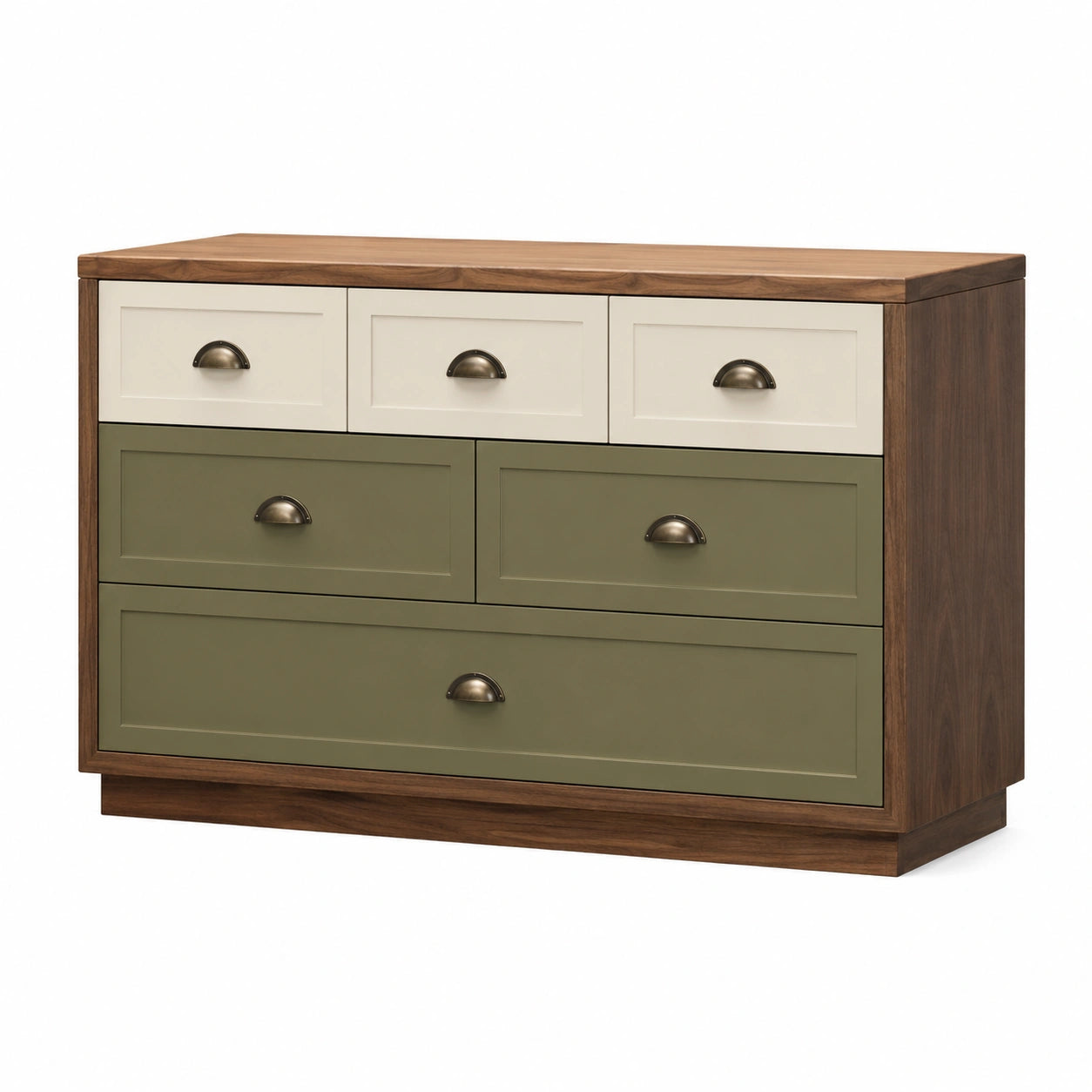 Cajonera de Madera y Melamina Verde y Blanco con 5 Cajones