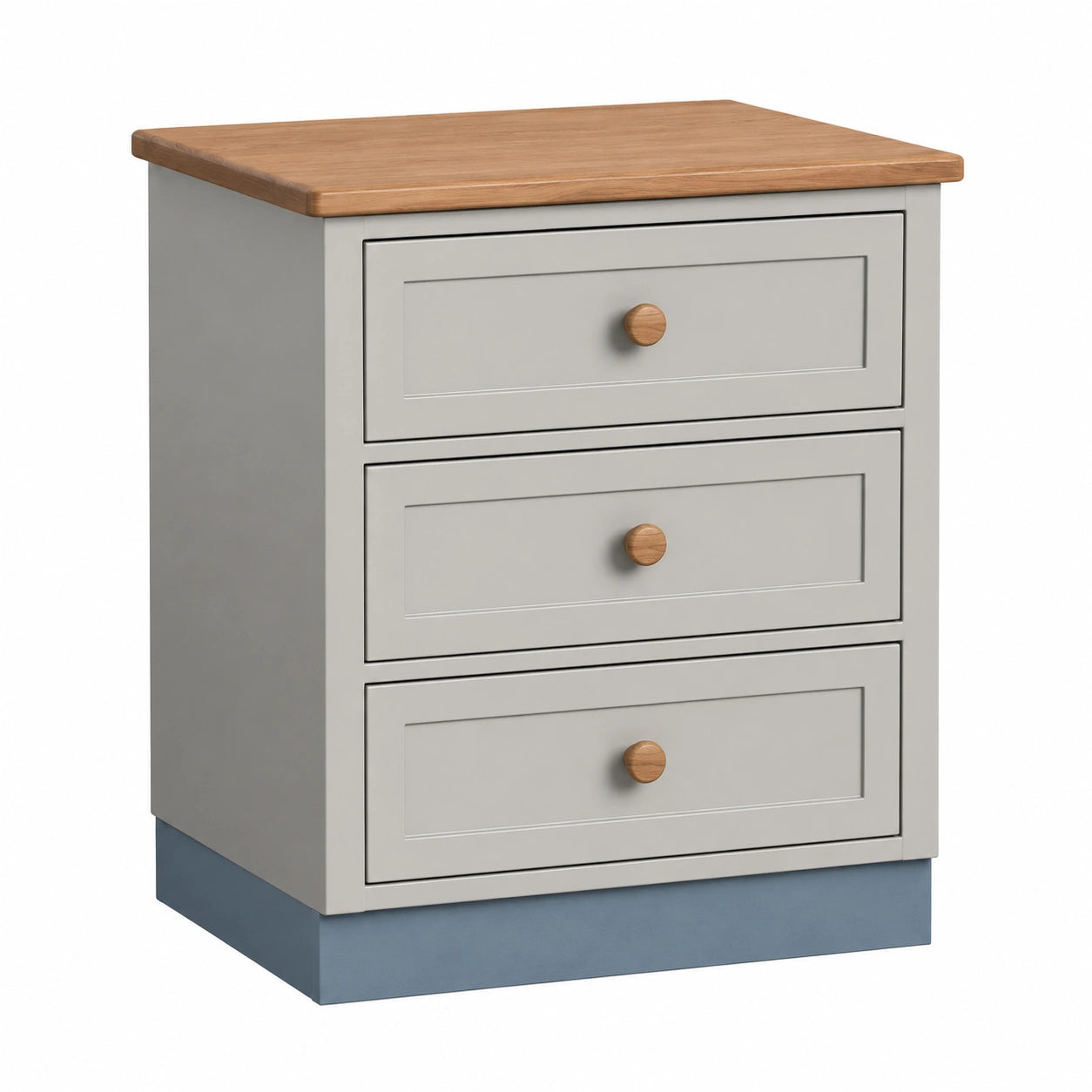 Cajonera de Tablero MDF con 3 Cajones Gris y Encimera de Roble