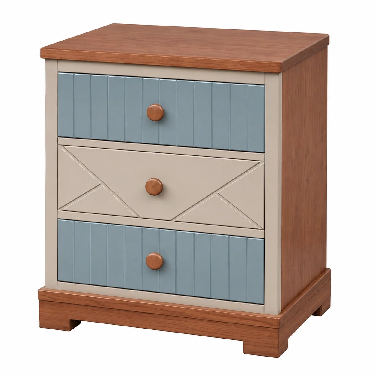Cajonera de Madera con 3 Cajones Azul y Crema