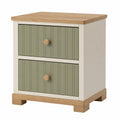 Mesita de Noche de MDF con 2 Cajones de Madera Verde y Blanco 45x60x40 cm