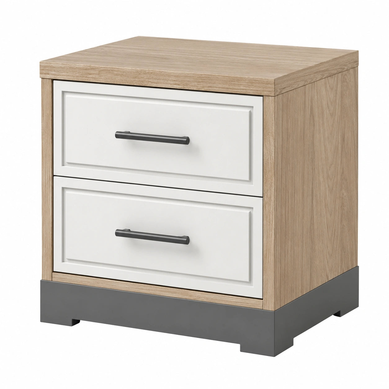 Mesita de Noche de Madera con 2 Cajones Roble y Blanco