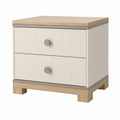Mesita de Noche de MDF con 2 Cajones Beige y Roble 55x40x50 cm