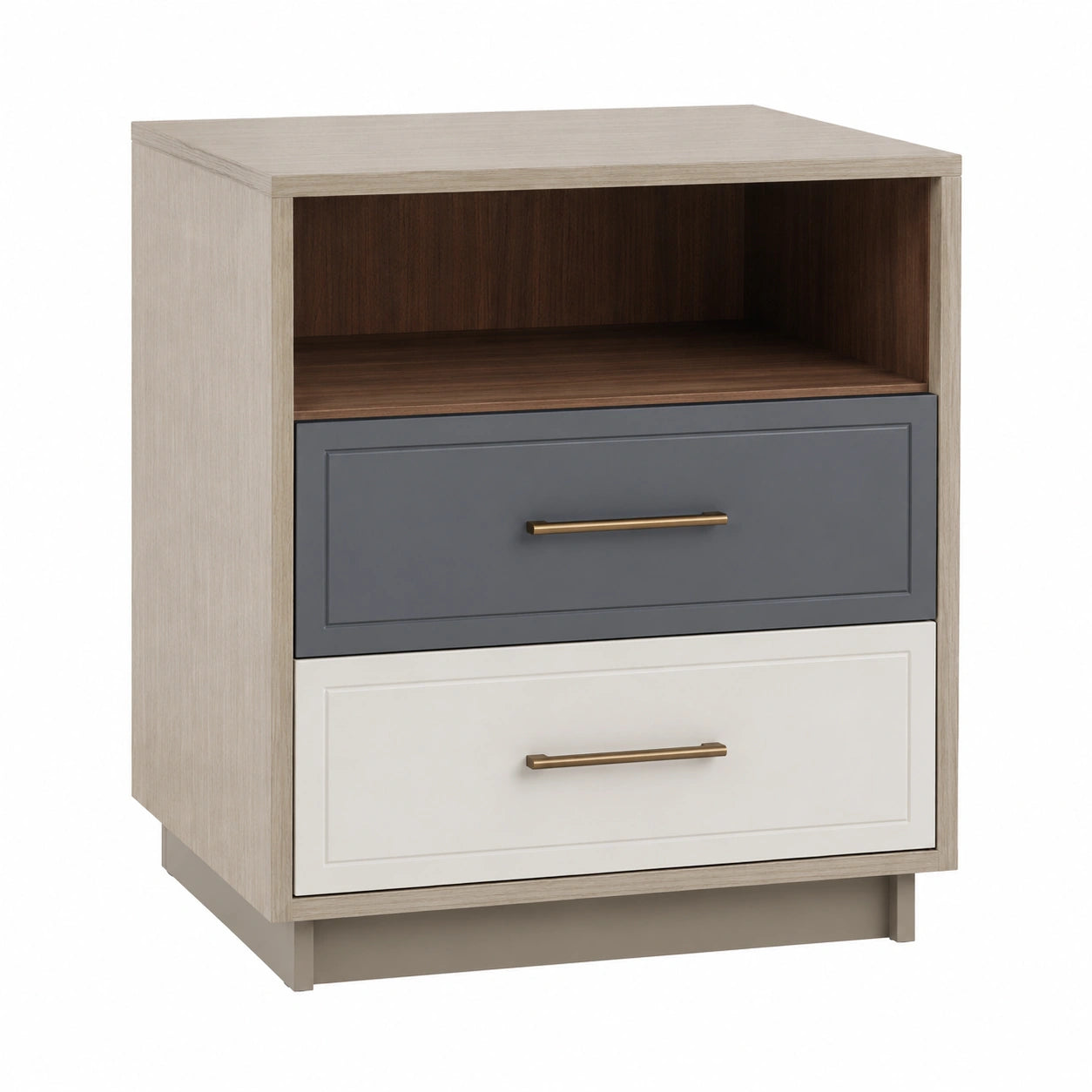 Mesita de noche de madera con cajones multicolor