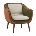 Sillón de Madera con Tapizado de Tela y Cuero