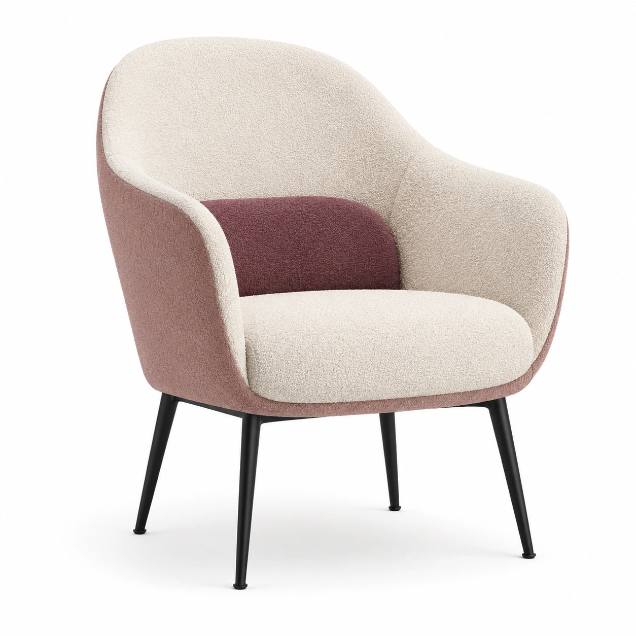 Sillón de Tela Bouclé con Patas Metálicas