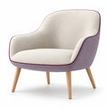 Sillón de Tela Beige y Lila con Patas de Roble