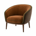 Sillón de Tela Marrón y Verde con Estructura de Madera