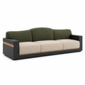 Sofá de Tela de 3 Plazas con Brazos Cuadrados Verde/Beige