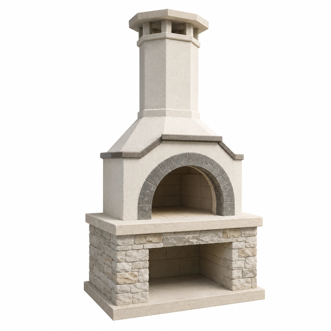 Barbacoa de Jardín de Bloques de Piedra con Chimenea