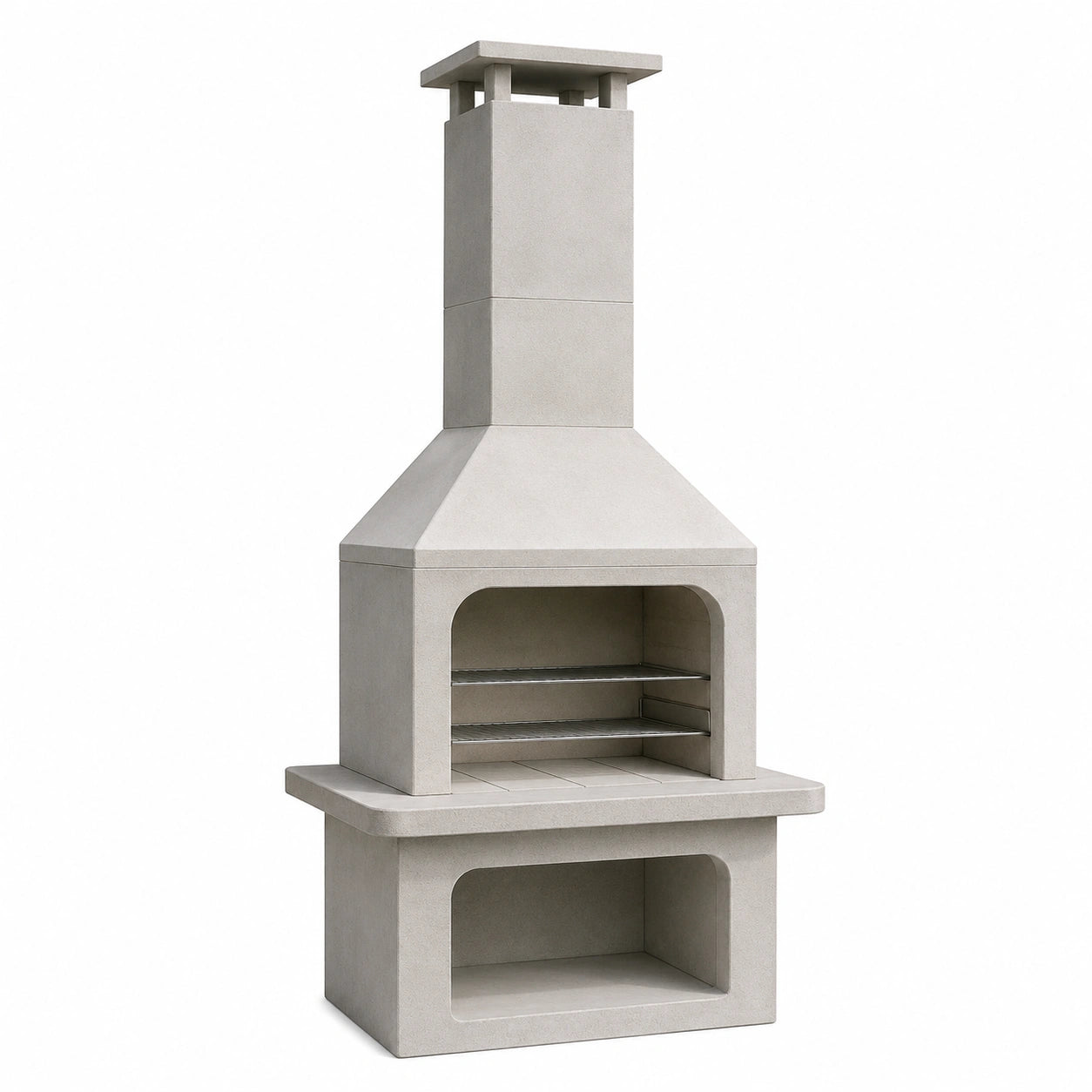 Barbacoa de hormigón para exterior con chimenea