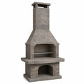 Barbacoa de Hormigón con Chimenea Exterior Gris