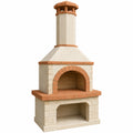Barbacoa de ladrillo y hormigón para exterior color Crema y Terracota 220x120x65cm