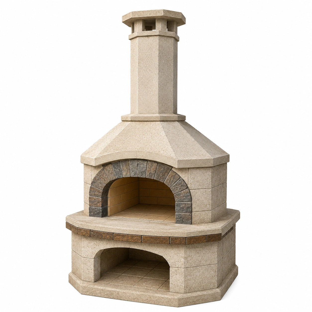 Barbacoa de Exterior de Piedra con Chimenea de 170 cm Beige