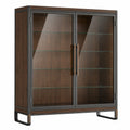 Vitrina de Madera y Vidrio con Puertas de Metal y Estantes de Vidrio