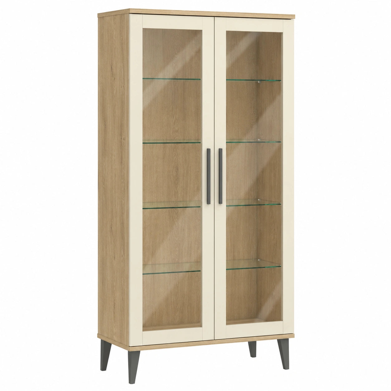 Vitrina de Madera y Vidrio Templado de 80x30x180 cm
