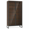 Vitrina de Madera con Puertas de Vidrio Templado