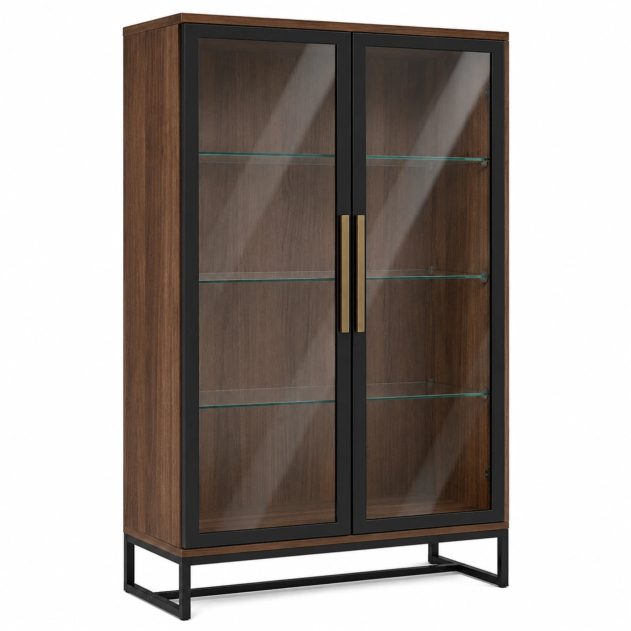 Vitrina de Madera de Nogal y Vidrio Templado